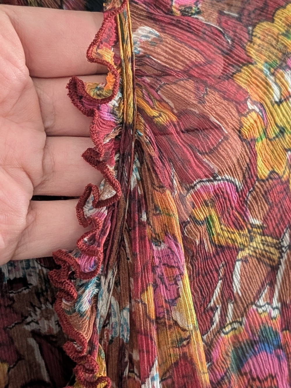 Johnny Was Daisy Floral Mini Dress in Burgundy, Mustard & Pink Size S - Picture 6 of 10